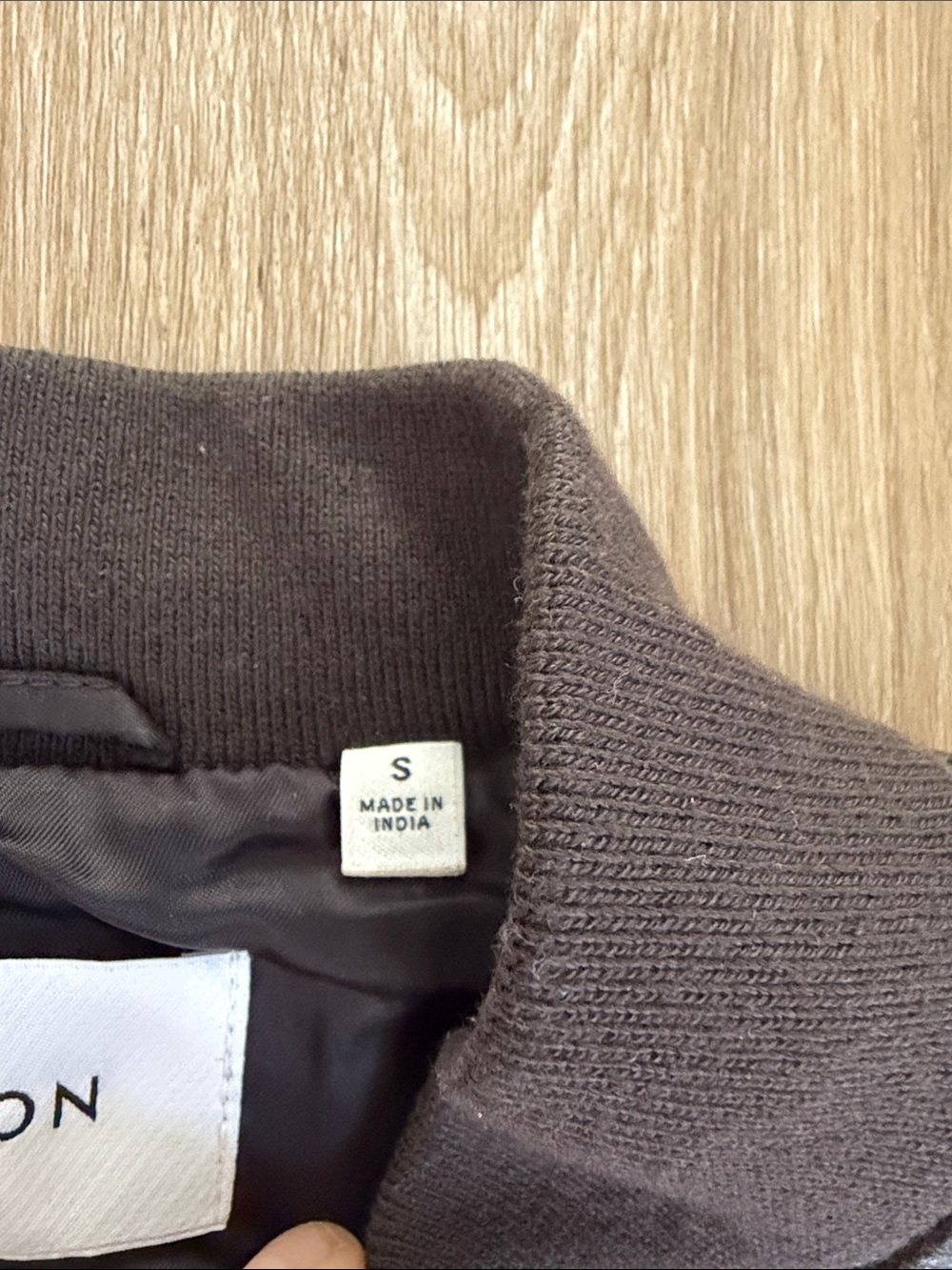 Aritzia Dark Brown Vegan Leather Cropped Bomber Jacket - Picture 3 of 7